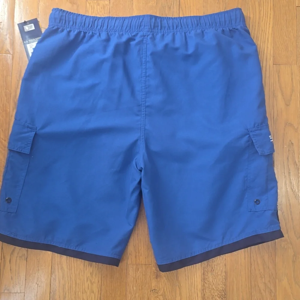 U.S. POLO ASSN SIGNATURE BRAND MEN'S BLUE SWIM BOTTOMS TRUNKS SIZE LARGE